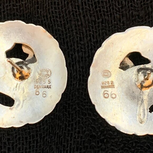 Georg Jensen Denmark Midnight Blossom No 66 Dove Sterling Silver Vtg Earrings - Picture 11 of 11